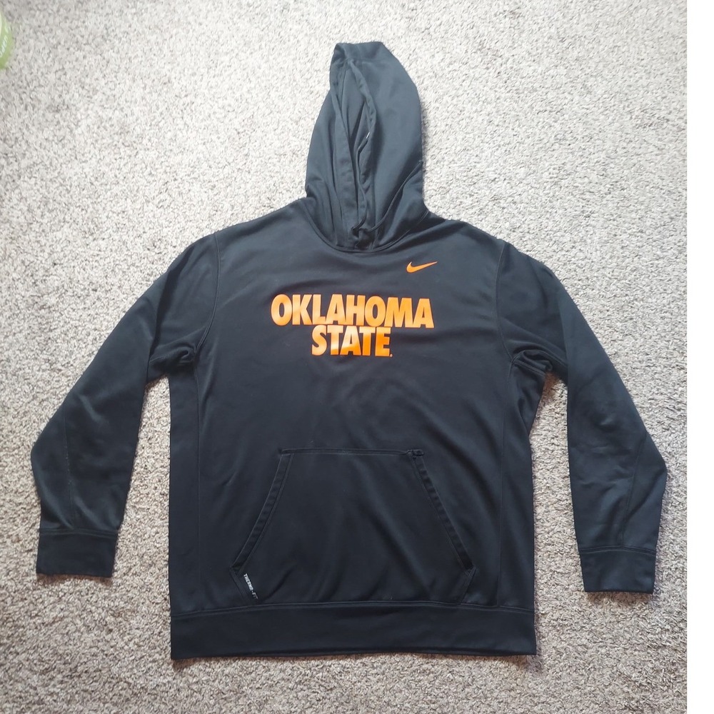 Nike Hoodie Mens XL Black Oklahoma State Therma-FIT Pullover Sweatshirt Athletic